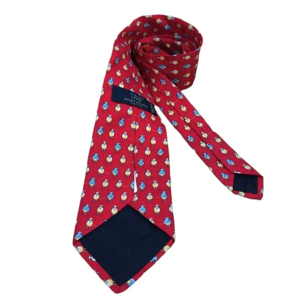 🆕BROOKS BROTHERS 346 Red sheep Silk Tie USA 58